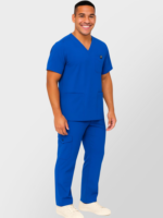 M&M SCRUBS Men's Scrub Set - Stretch V-Neck Multi-Pocket Mens Medical Uniform Scrubs Top & Cargo Pants (STYLE 3400) - Image 2