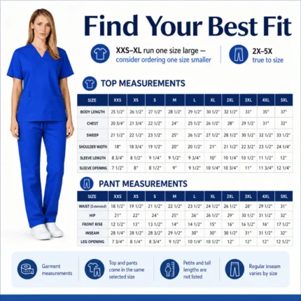 M&M Scrubs Style 101 true royal blue product details