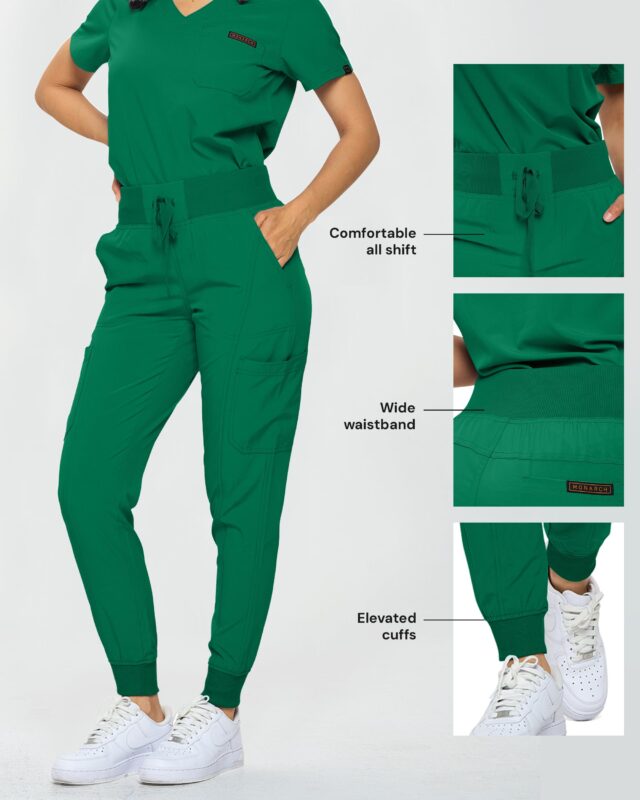 Monarch Uniforms women's Women's Slim-Fit Jogger Scrub Set style 3103 in Hunter Green